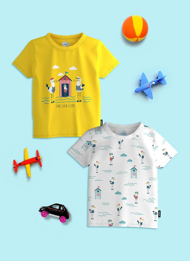 نوتيناتي Boys' Pack of 2 Cotton Sea-themed T-shirts